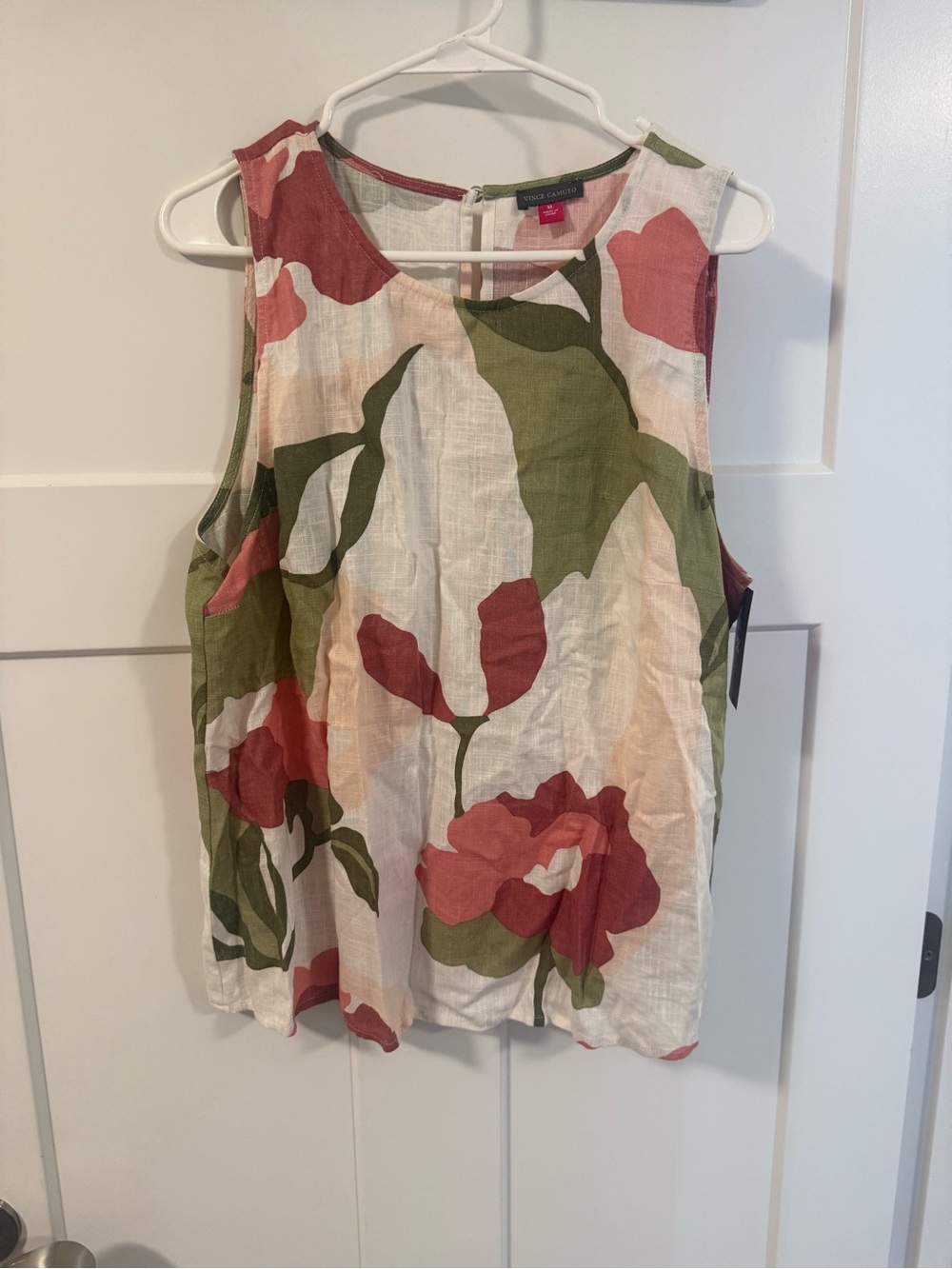Vince Camuto Sleeveless Floral Tank Top - Coral & Olive NWT size XL